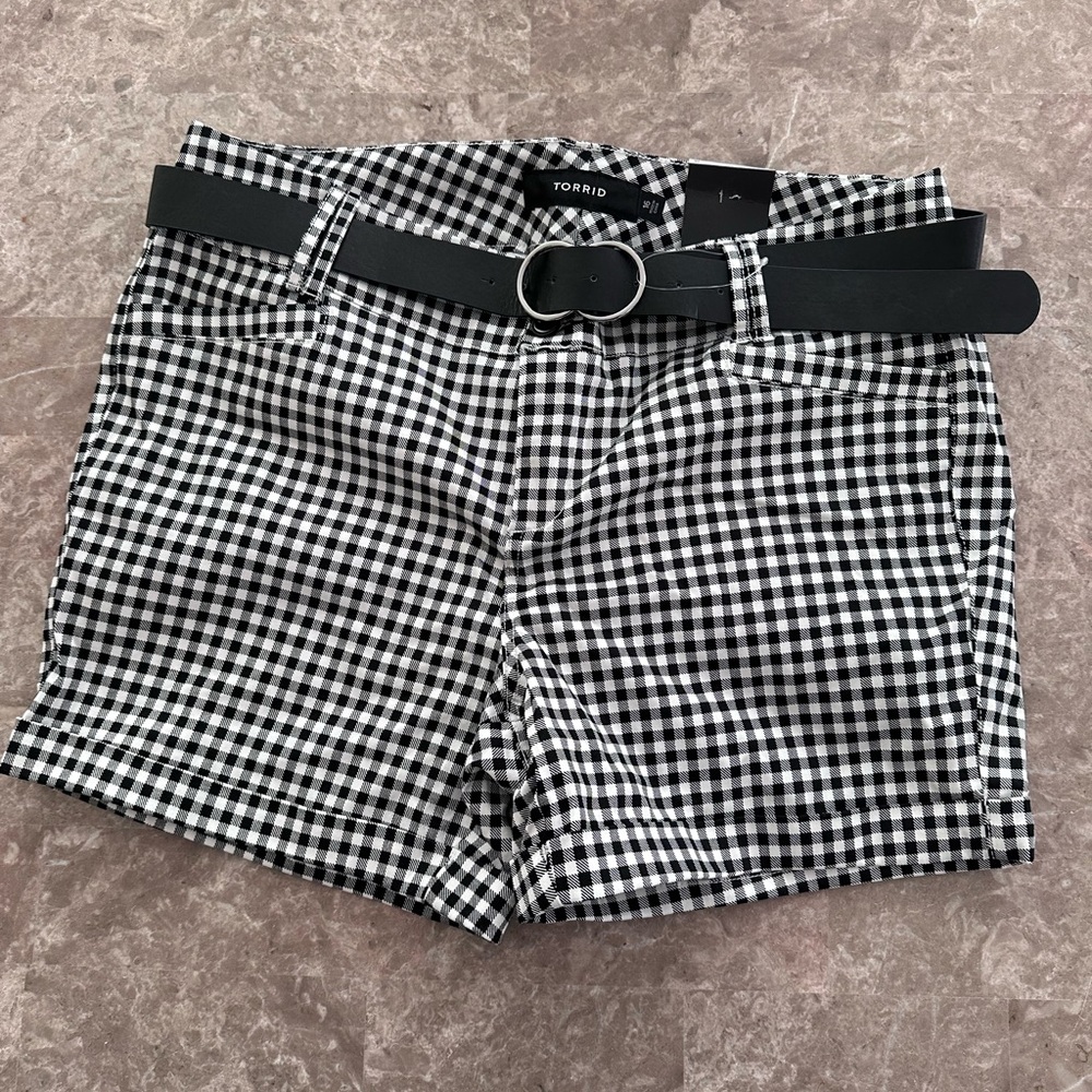 Torrid High Waist Black and White Gingham Shorts